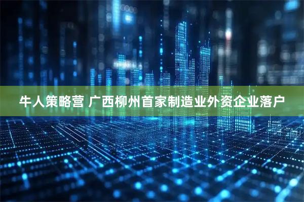 牛人策略营 广西柳州首家制造业外资企业落户